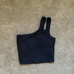Abercrombie & Fitch YPB one shoulder top in black